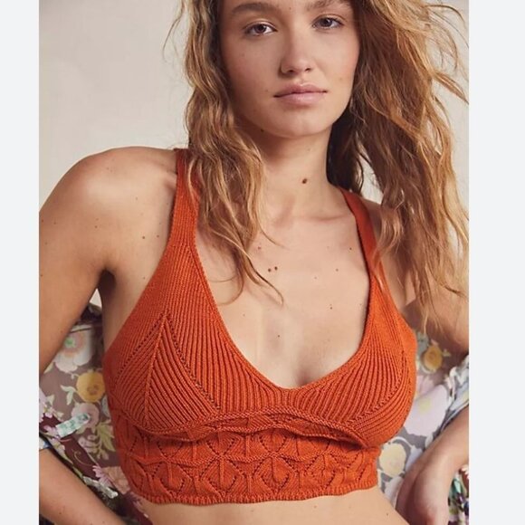 Intimately Free People | Favorite Swit Brami Crochet Crop Top in Rust | Medium - Picture 2 of 11